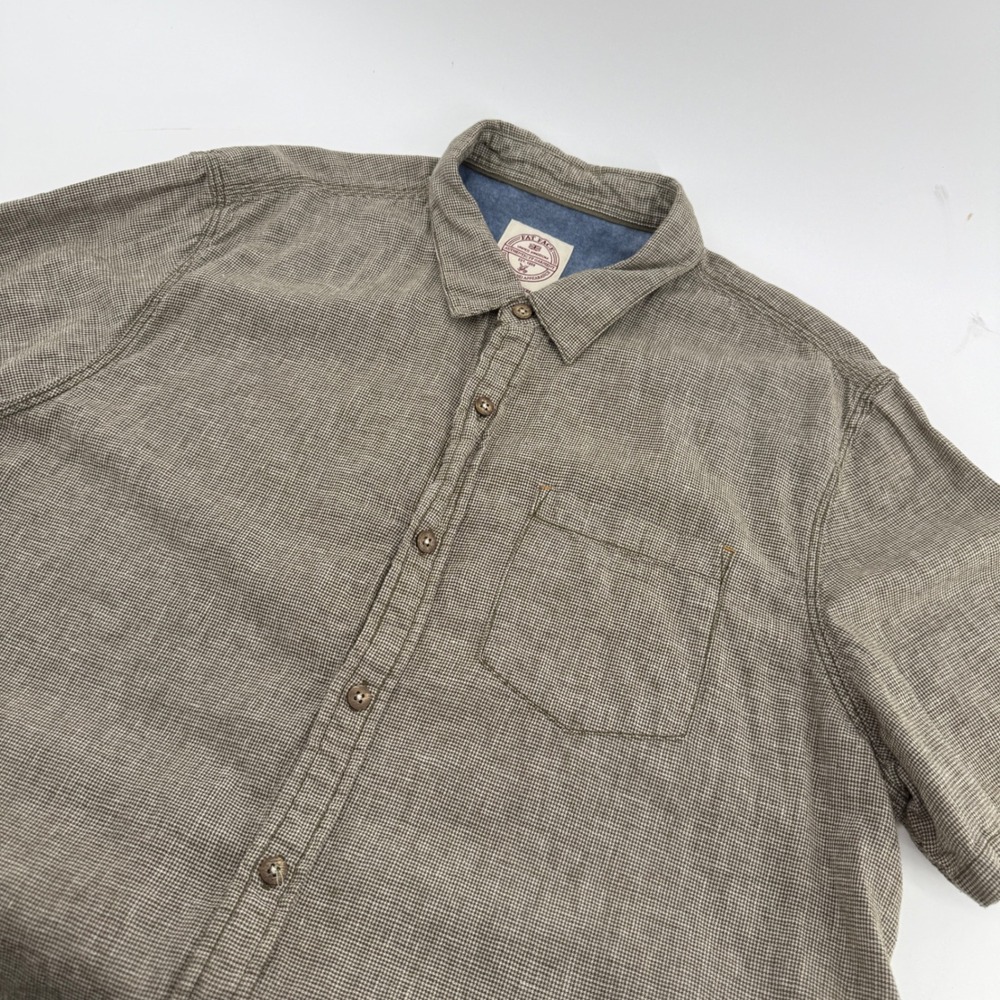 Fat‎ Face Mens 2XL Regular Brown Micro Check Short Sleeve Button Down Shirt